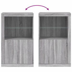 Beistellschrank Grau mit LED-Leuchten
