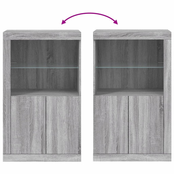 Beistellschrank Grau mit LED-Leuchten