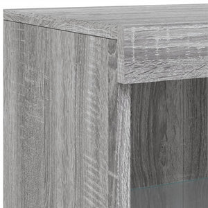Beistellschrank Grau mit LED-Leuchten