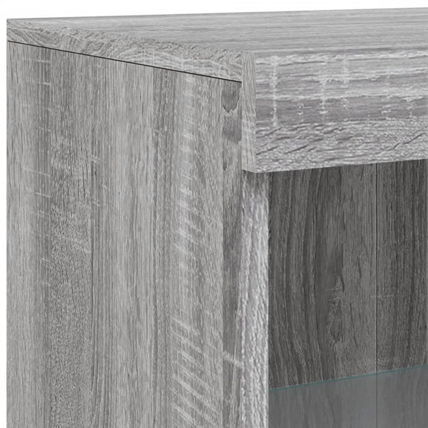 Beistellschrank Grau mit LED-Leuchten