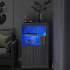 Beistellschrank Grau mit LED-Leuchten