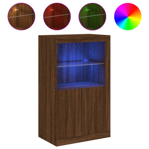 Beistellschrank mit LED Braun Eiche