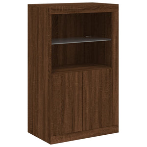 Beistellschrank mit LED Braun Eiche