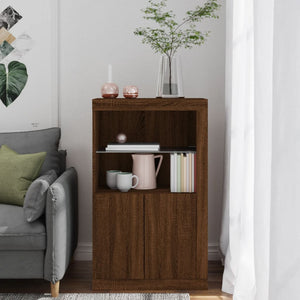 Beistellschrank mit LED Braun Eiche