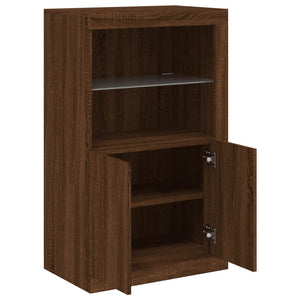 Beistellschrank mit LED Braun Eiche