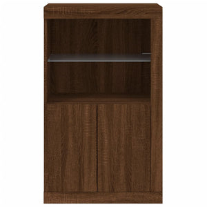 Beistellschrank mit LED Braun Eiche