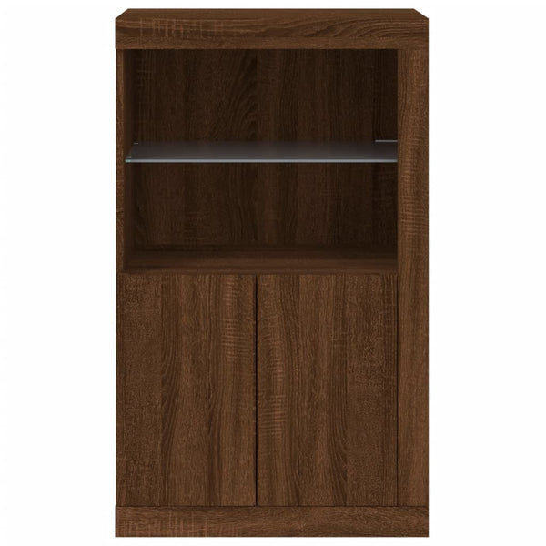 Beistellschrank mit LED Braun Eiche