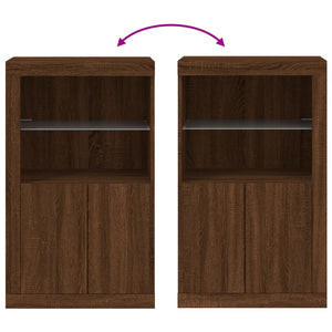 Beistellschrank mit LED Braun Eiche