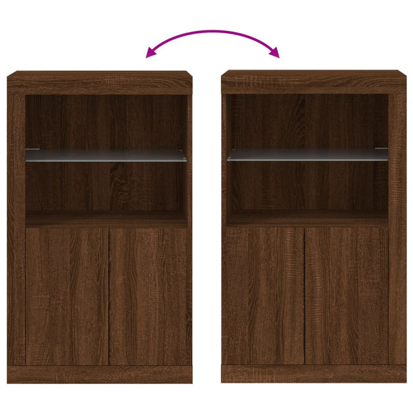 Beistellschrank mit LED Braun Eiche