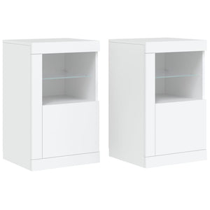 Beistellschränke mit LED, 2er Set, Weiß