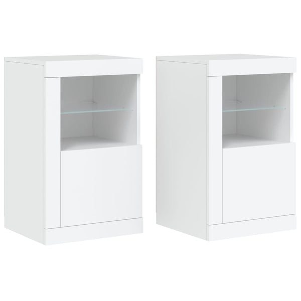 Beistellschränke mit LED, 2er Set, Weiß