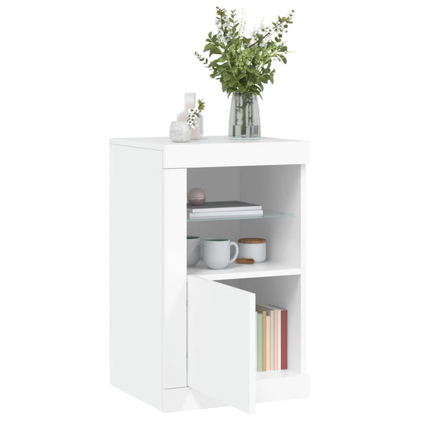 Beistellschränke mit LED, 2er Set, Weiß