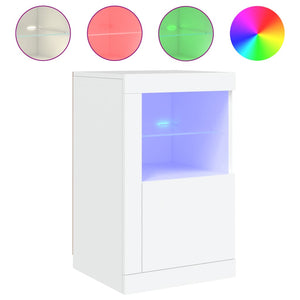 Beistellschränke mit LED, 2er Set, Weiß