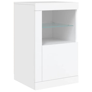 Beistellschränke mit LED, 2er Set, Weiß
