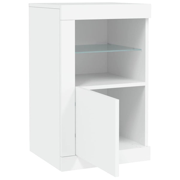 Beistellschränke mit LED, 2er Set, Weiß