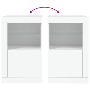 Beistellschränke mit LED, 2er Set, Weiß