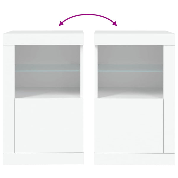 Beistellschränke mit LED, 2er Set, Weiß