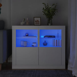 Beistellschränke mit LED, 2er Set, Weiß