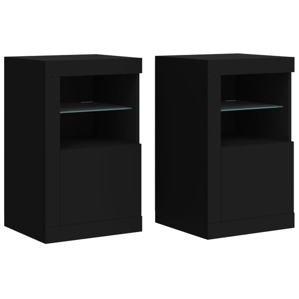 Beistellschränke mit LED Schwarz, 2er-Set