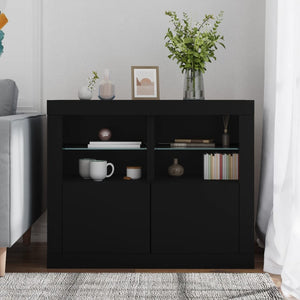 Beistellschränke mit LED Schwarz, 2er-Set