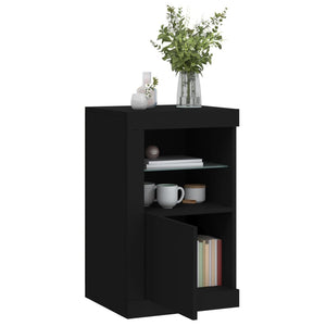 Beistellschränke mit LED Schwarz, 2er-Set