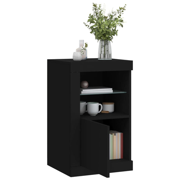 Beistellschränke mit LED Schwarz, 2er-Set