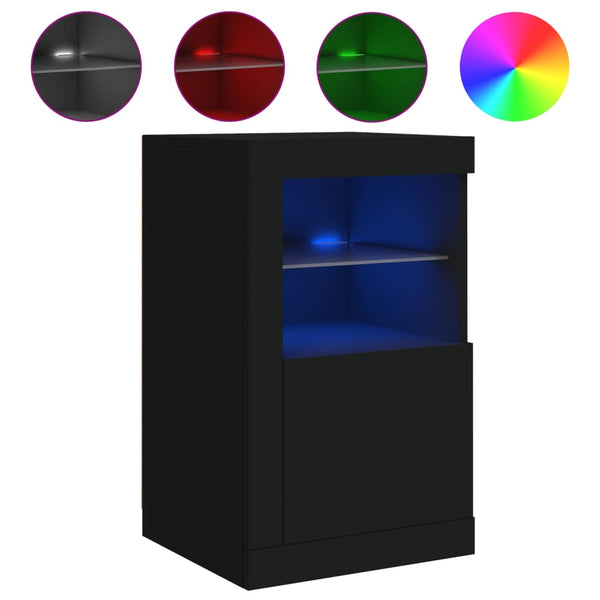Beistellschränke mit LED Schwarz, 2er-Set