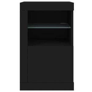 Beistellschränke mit LED Schwarz, 2er-Set