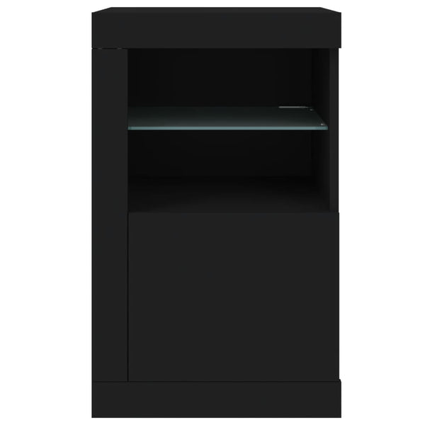 Beistellschränke mit LED Schwarz, 2er-Set