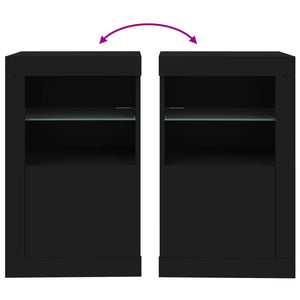 Beistellschränke mit LED Schwarz, 2er-Set