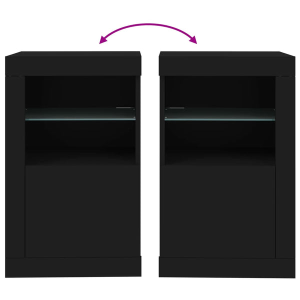 Beistellschränke mit LED Schwarz, 2er-Set