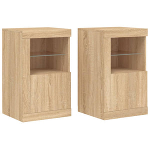 Beistellschränke mit LED Sonoma Eiche, 2er-Set