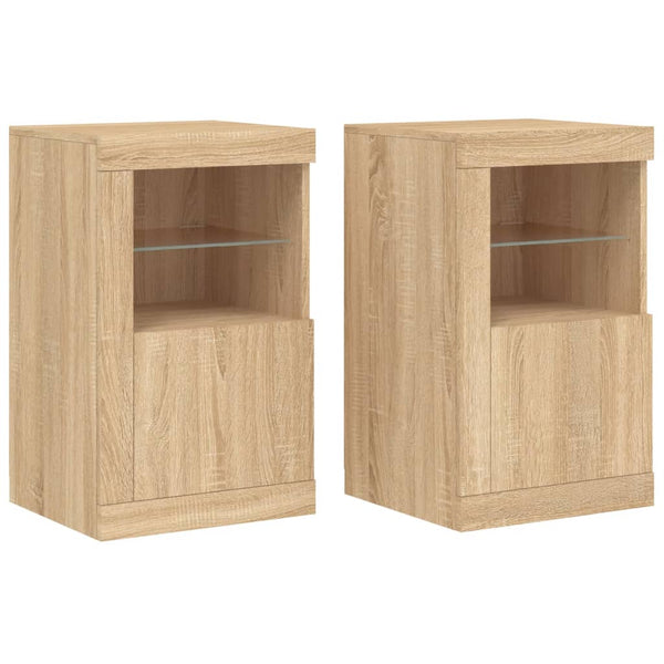 Beistellschränke mit LED Sonoma Eiche, 2er-Set