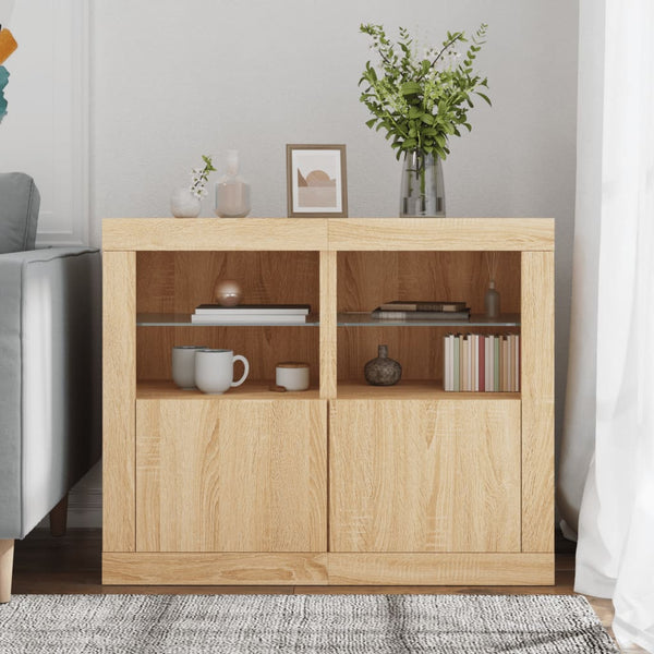 Beistellschränke mit LED Sonoma Eiche, 2er-Set