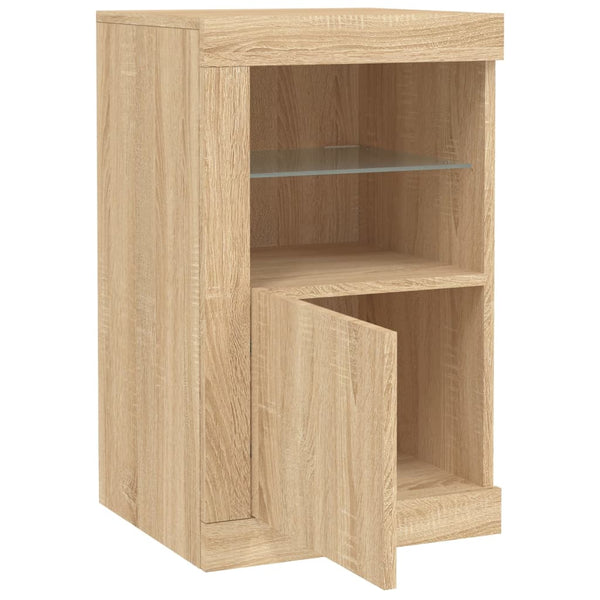 Beistellschränke mit LED Sonoma Eiche, 2er-Set