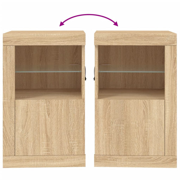 Beistellschränke mit LED Sonoma Eiche, 2er-Set
