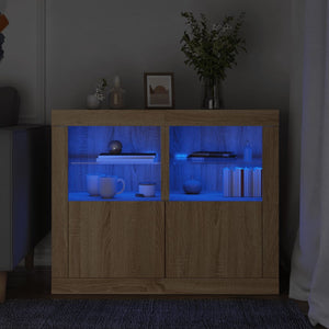 Beistellschränke mit LED Sonoma Eiche, 2er-Set