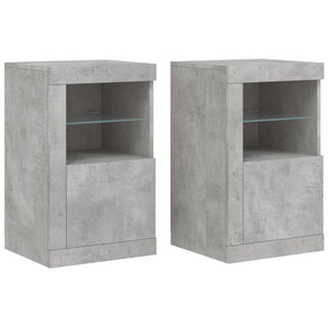 Betongraue Beistellschränke mit LED, 2er-Set