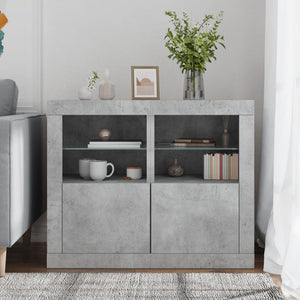 Betongraue Beistellschränke mit LED, 2er-Set