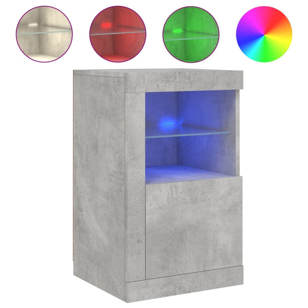 Betongraue Beistellschränke mit LED, 2er-Set