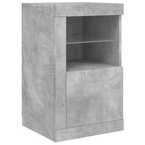 Betongraue Beistellschränke mit LED, 2er-Set