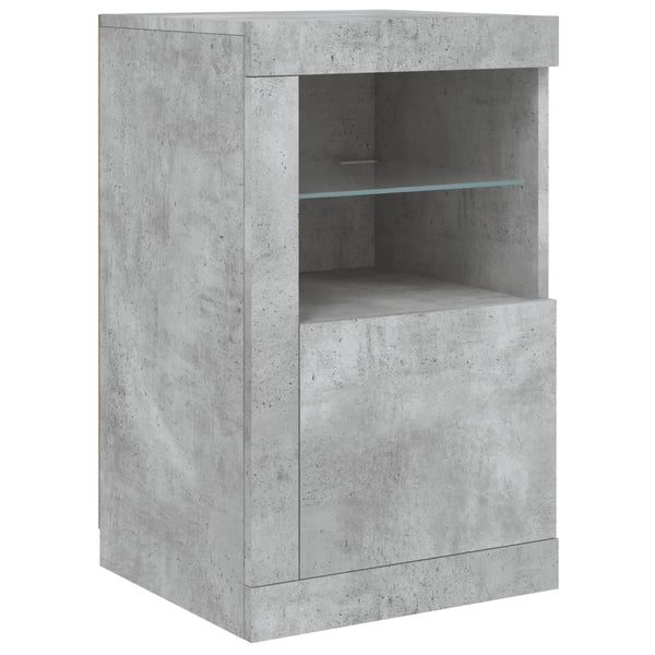 Betongraue Beistellschränke mit LED, 2er-Set