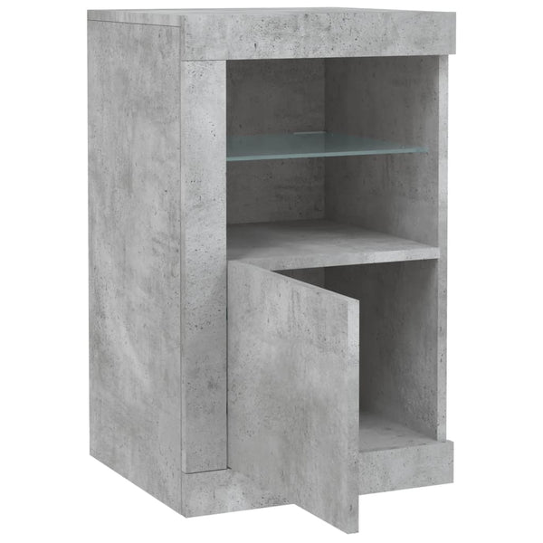 Betongraue Beistellschränke mit LED, 2er-Set