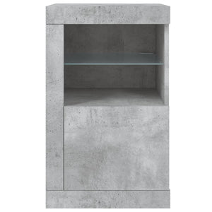 Betongraue Beistellschränke mit LED, 2er-Set