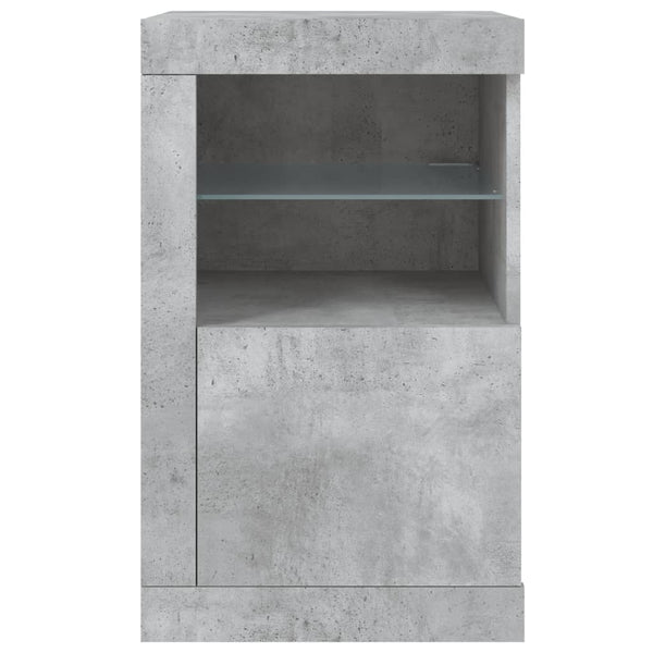 Betongraue Beistellschränke mit LED, 2er-Set