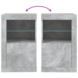 Betongraue Beistellschränke mit LED, 2er-Set
