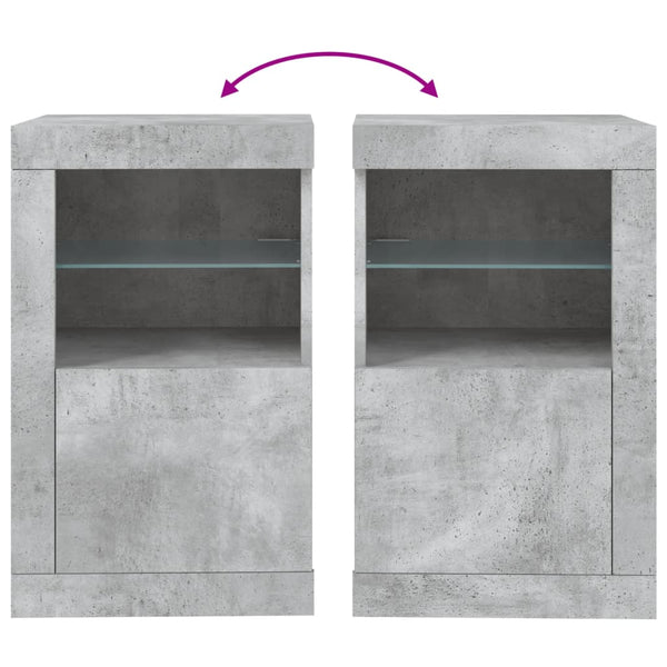 Betongraue Beistellschränke mit LED, 2er-Set
