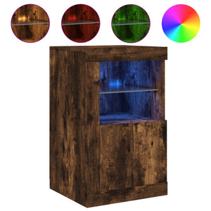 Beistellschränke mit LED Räuchereiche 2er Set