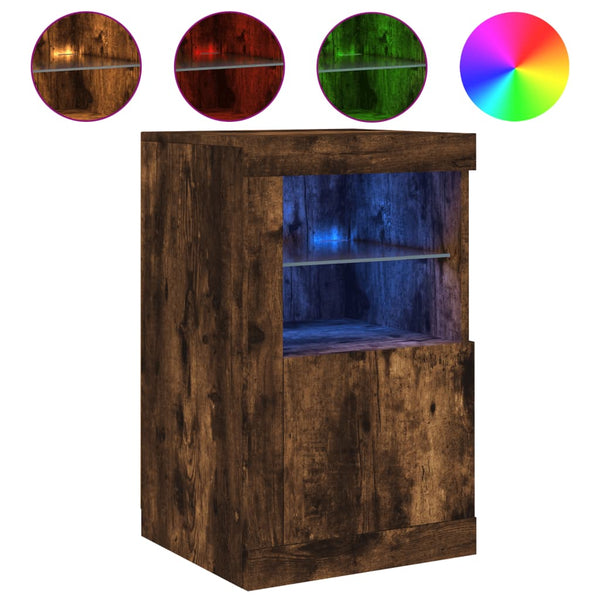 Beistellschränke mit LED Räuchereiche 2er Set