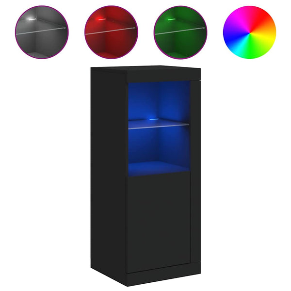 Schwarzes Sideboard mit LED-Leuchten 41x37x100 cm